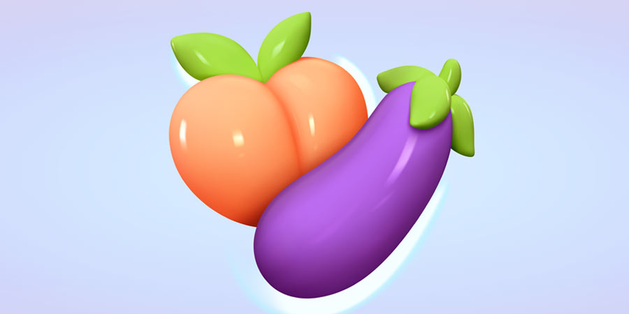 Illustration of the eggplant and peach emojis
